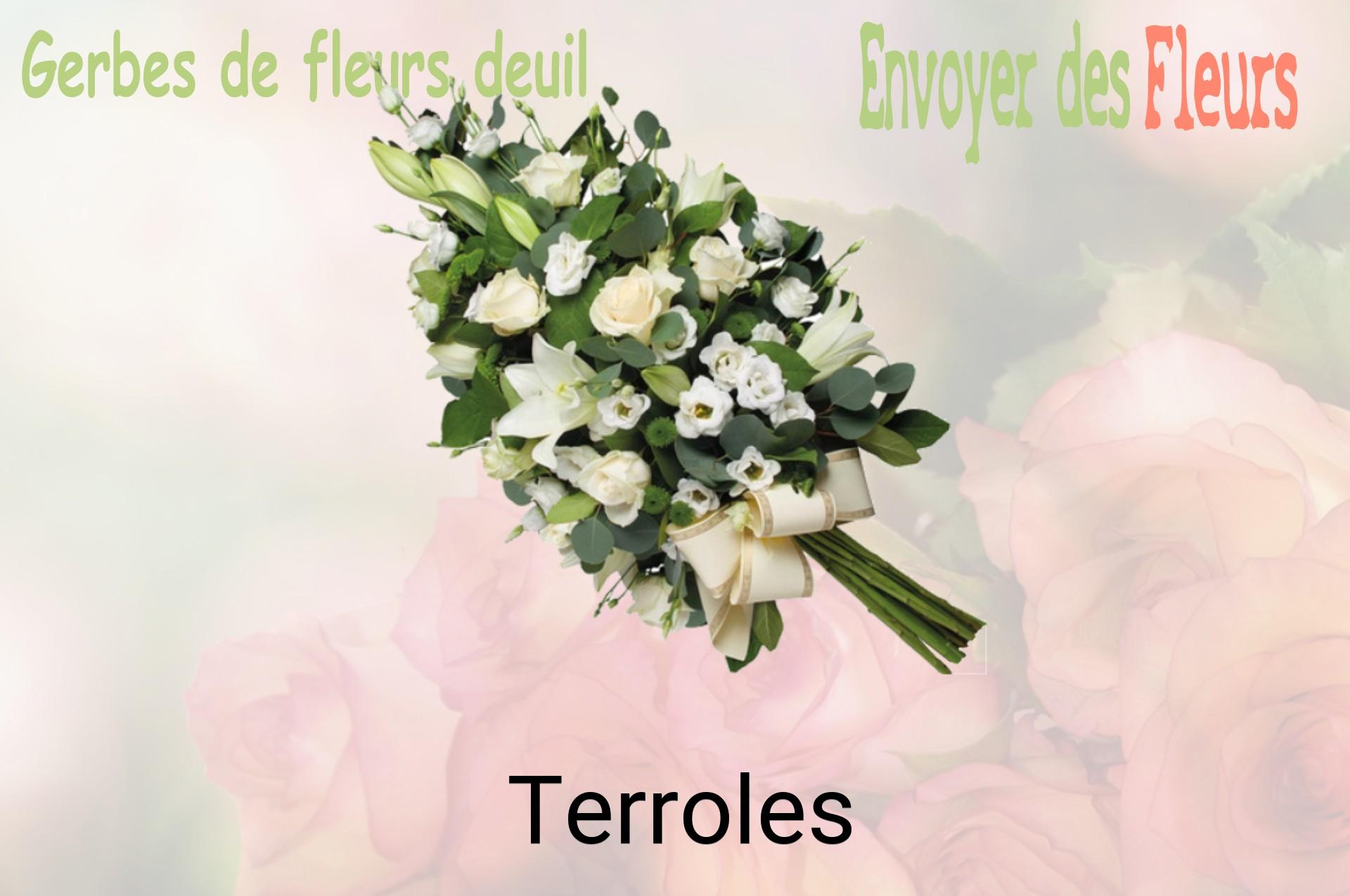 Gerbe de fleurs de deuil livrée à Terroles